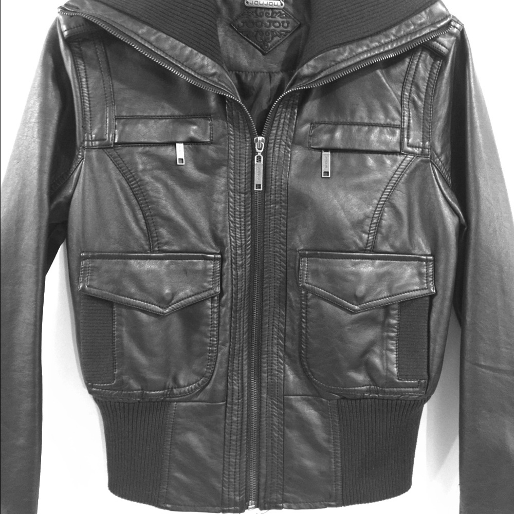 Faux Leather Bomber Jacket